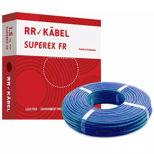 RR Kabel Superex Fr PVC Insulated Flexible Copper Wires & Cables for Domestic/Industrial Electric | Home Electric Wire | 90M [1.50 sq. mm, Blue]